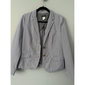 J.Crew Navy Gingham Check Cotton Blazer Women’s Size 6